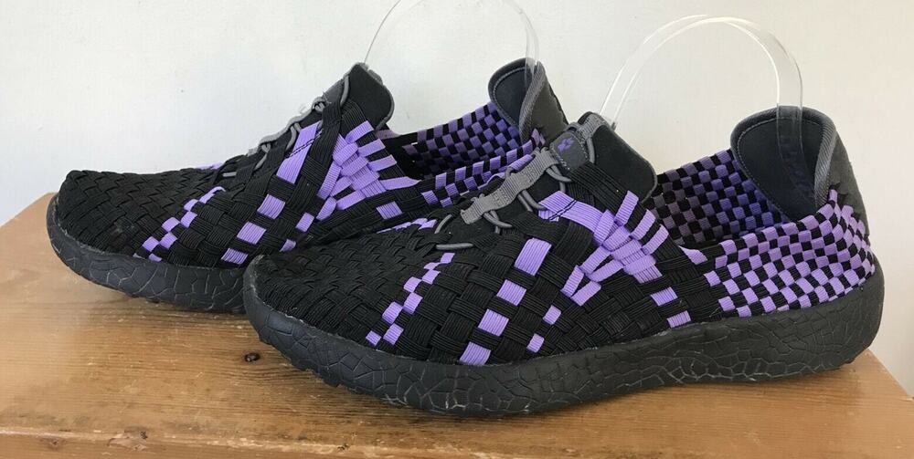 Animal Rescue Site Womens Black Purple Stretchy Comfort Sneakers Shoes 11 42.5